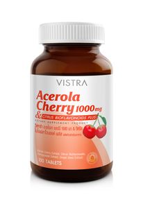 Vistra Acerola Cherry 1000 mg 100 เม็ด วิตามินซีจากอะเซโรลา เชอร์รี่ พร้อมสารสกัดธรรมชาติ เสริมภูมิคุ้มกัน บำรุงผิว ลดอนุมูลอิสระ เหมาะสำหรับผู้ที่ต้องการสุขภาพแข็งแรงและผิวกระจ่างใสทุกวัน
