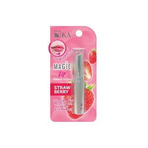 KA Magic Lip Strawberry 2.2g ลิปบาล์มเปลี่ยนสีจากเนื้อขาวเป็นชมพูอ่อน กลิ่นสตรอเบอร์รี่ เติมความชุ่มชื้นให้ริมฝีปากนุ่ม ดูอิ่มเอิบ และสดใสทุกวัน