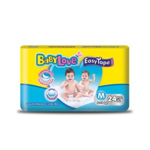 Baby Love Easy Tape M ผ้าอ้อมเด็กแบบเทป 24 ชิ้น นุ่ม อ่อนโยน Hypo-Allergenic ซึมซับเร็ว แห้งสบาย