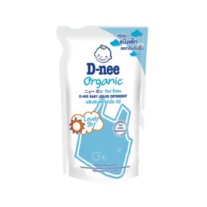 D-NEE New Born Lovely Sky 600ml น้ำยาซักผ้าเด็กสูตรออร์แกนิค หอมแป้งเด็ก อ่อนโยนต่อผิวบอบบาง ขจัดคราบฝังลึก ล้างฟองง่าย ลดกลิ่นอับ ปลอดภัยสำหรับทารก ผ่านการทดสอบ Hypoallergenic