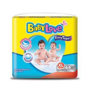 Baby Love Easy Tape XL ผ้าอ้อมเด็กแบบเทป 64 ชิ้น นุ่ม อ่อนโยน Hypo-Allergenic ซึมซับเร็ว แห้งสบาย