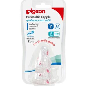 Pigeon จุกนมเสมือนนมมารดา รุ่น มินิ ขนาด Y แพค 2 ชิ้น สำหรับเด็ก 6-7 เดือน ออกแบบตามขั้นตอนการดูดนมธรรมชาติ ลดปัญหาท้องอืดและโคลิก ด้วย Air Ventilation System (AVS)