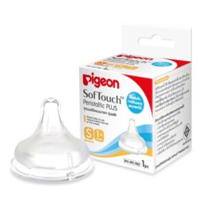 Pigeon SofTouch จุกนมเสมือนนมมารดา รุ่น Plus ขนาด S สำหรับทารก 1 เดือน ออกแบบตามขั้นตอนการดูดนมธรรมชาติ ลดปัญหาท้องอืดและโคลิก ด้วย Air Ventilation System (AVS)