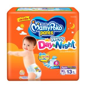 MAMY POKO กางเกงผ้าอ้อมเด็ก DAY&NIGHT ไซส์ XL 13 ชิ้น ซึมซับได้นานถึง 8 ชั่วโมง ใช้ได้ทั้งกลางวันและกลางคืน เพิ่มแผ่นระบายอากาศ ลดความอับชื้น ให้ลูกน้อยแห้งสบาย