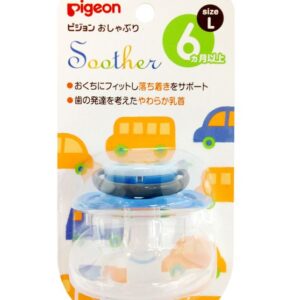 Pigeon จุกหลอก ลายรถ Size L ปลอดสาร BPA ผ่านการรับรองจากญี่ปุ่น อ่อนนุ่มพิเศษ ไม่รบกวนการขึ้นของฟัน เหมาะสำหรับเด็ก 6 เดือนขึ้นไป