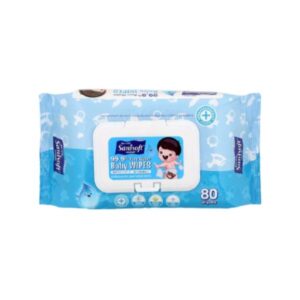 Sanisoft Baby Wipes 99.9% ผ้าทำความสะอาดเด็ก สูตรน้ำบริสุทธิ์ อ่อนโยน ปราศจากแอลกอฮอล์และพาราเบน เหมาะสำหรับเด็กแรกเกิดและผิวแพ้ง่าย