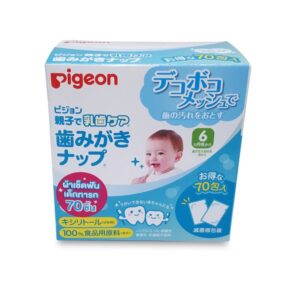Pigeon ผ้าเช็ดฟันเด็กทารก 70 ชิ้น ปลอดภัย ปราศจากแอลกอฮอล์ น้ำหอม สี และสารปนเปื้อน ทำความสะอาดฟัน เหงือก ลิ้น สะอาด ปลอดภัย และสะดวกพกพา