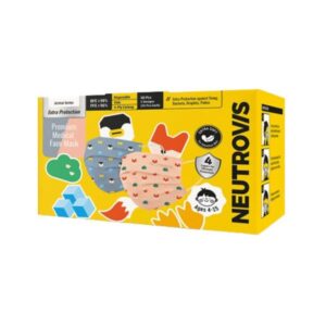NEUTROVIS หน้ากากอนามัยเด็ก 4 ชั้น รุ่น KIDS ANIMAL 30 ชิ้น ผ้านุ่ม สวมใส่สบาย ไม่ระคายเคืองผิว สายรัดไม่เจ็บหู ประสิทธิภาพการกรองอนุภาค ≥96%