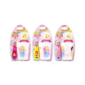 DR.PHILLIPS ชุดแปรงสีฟันเด็ก อายุ 3-7 ปี ลายเจ้าหญิง มาพร้อมแก้วและฝาครอบ ขนแปรงนุ่ม ปลายมน ปลอดภัยต่อเหงือกและฟัน พร้อมไฟจับเวลา 2 นาที