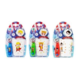 DR.PHILLIPS ชุดแปรงสีฟันเด็ก อายุ 3-7 ปี ลายฮีโร่ พร้อมแก้วและฝาครอบ ขนแปรงนุ่ม ปลายมน ปลอดภัยต่อเหงือกและฟัน พร้อมไฟจับเวลา 2 นาที