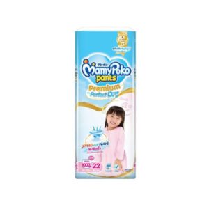 MAMY POKO Pants Premium Extra Dry Girl Size XXXL กางเกงผ้าอ้อมเด็กหญิง ซึมซับเร็ว แห้งสบายยาวนาน พร้อมขอบขานุ่มและระบบป้องกันการรั่วซึม เหมาะสำหรับเด็กโต