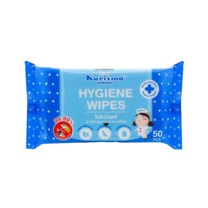 KARISMA ผ้าเช็ดทำความสะอาด HYGIENE ทิชชู่เปียกแอลกอฮอล์ 50 แผ่น ใช้เช็ดผิวกายและสิ่งของ เพิ่มความมั่นใจในความสะอาด ปลอดภัย ไม่ระคายเคืองผิว