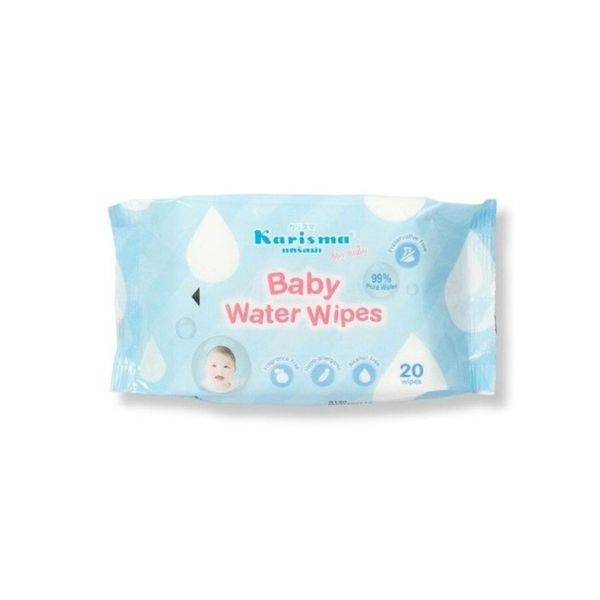 KARISMA Baby Water Wipes ผ้าทำความสะอาดเด็ก 20 แผ่น สูตรน้ำมากกว่า 99% ไม่มีแอลกอฮอล์ น้ำหอม พาราเบน อ่อนโยน ปลอดภัย ใช้ได้ตั้งแต่แรกเกิด