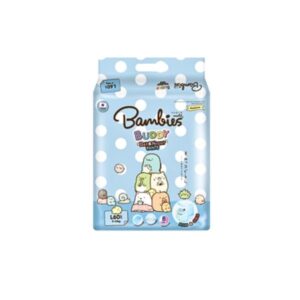 BAMBIES BUDDY Day & Night Pant ไซส์ L 60 ชิ้น ผ้าอ้อมแบบกางเกง ลายซุมิกโกะ ซึมซับเร็ว แห้งสบาย พร้อมแถบวัดความชื้น ใส่ได้ทั้งกลางวันและกลางคืน