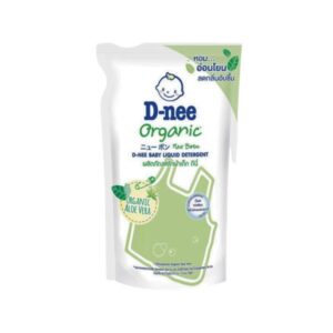 D-NEE New Born น้ำยาซักผ้าเด็ก สูตร Organic Aloe Vera 600ml ชนิดถุงเติม อ่อนโยน ลดกลิ่นอับ ล้างฟองง่าย ผ่านการทดสอบไฮโปอัลเลอร์เจนิก