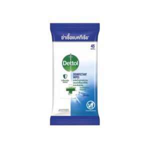 Dettol ผ้าชุบน้ำยาฆ่าเชื้อ กลิ่นเฟรช 45 แผ่น ฆ่าเชื้อแบคทีเรีย 99.9% สำหรับพื้นผิววัสดุ ปราศจากสารฟอกขาว ใช้งานสะดวก