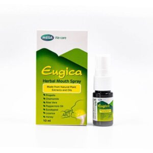 Mega Eugica Herbal Mouth Spray 10 ml สเปรย์สมุนไพร ช่วยชุ่มคอ เย็นสดชื่น ลดการสะสมของแบคทีเรียในช่องปากและลำคอ พกพาสะดวก