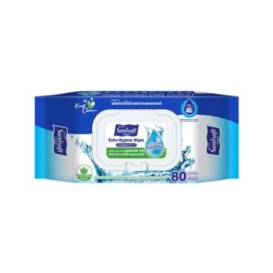 Sanisoft Alcohol Extra Hygiene Wipes แพ็คคู่ 80+20 แผ่น ผ้าเช็ดทำความสะอาดผิว สูตรแอลกอฮอล์ ลดแบคทีเรีย บำรุงความชุ่มชื้นด้วยว่านหางจระเข้ ใช้ง่าย พกพาสะดวก เหมาะสำหรับทุกที่