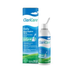 CLARICARE NASAY SPRAY 100ml สเปรย์น้ำเกลือธรรมชาติ ทำความสะอาดและคงความชุ่มชื้นในจมูก ใช้ได้ทุกวัน ปลอดสารกันเสีย เหมาะสำหรับโรคจมูกอักเสบ, ไซนัสอักเสบ และหลังการศัลยกรรม