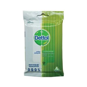 Dettol ผ้าเช็ดทำความสะอาดมือแบบเปียก 10 ชิ้น ช่วยลดเชื้อโรค 99.9% อ่อนโยนต่อผิว ปราศจากแอลกอฮอล์ กลิ่นหอมสะอาด พกพาสะดวก ใช้ง่ายระหว่างเดินทาง
