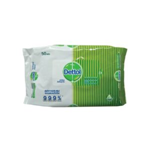 Dettol ผ้าเช็ดทำความสะอาดมือแบบเปียก 50 ชิ้น เช็ดทำความสะอาด ลดเชื้อโรค 99.9% อ่อนโยนต่อผิว ปราศจากแอลกอฮอล์ พกพาสะดวก เหมาะสำหรับทุกเพศทุกวัย