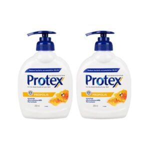 PROTEX Liquid Hand Soap Propolis สบู่เหลวล้างมือสูตรพรอพโพลิส แพ็คคู่ 250ml x2 ลดแบคทีเรีย พร้อมสารสกัดจากพรอพโพลิสและแฟลกซ์ซีด ออยล์ ใช้ง่าย คุ้มค่า เหมาะสำหรับทุกคนในครอบครัว