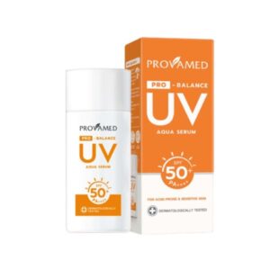 Provamed Pro Balance UV Aqua Serum SPF50 PA++++ เซรั่มกันแดดสูตรพรีไบโอติก ปกป้อง UVA UVB บางเบา คุมมัน ไม่อุดตัน