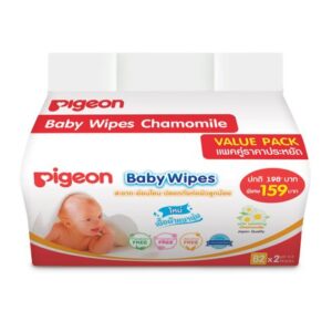 Pigeon ผ้าเช็ดทำความสะอาดผิว สูตรคาโมมายล์ 82 ชิ้น แพค 2 ซอง อ่อนโยน ปลอดภัย ใช้ได้ตั้งแต่ทารกแรกเกิด ปราศจากแอลกอฮอล์ สี น้ำหอม ผ่านการทดสอบความสะอาด