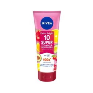 NIVEA Extra Bright 10 Super VitaminS & Skin Foods Body Serum 180ml เซรั่มบำรุงผิวกาย ฟื้นบำรุงผิวหมองคล้ำ ลดเลือนรอยดำและจุดด่างดำฝังลึก ให้ผิวแลดูกระจ่างใส พร้อมปกป้องผิวจากแสงแดด SPF15