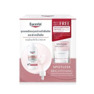 Eucerin Spotless Brightening Sebum Control Crystal Booster Serum (30ml) + Day SPF30 (20ml) เซรั่มและครีมบำรุง ลดจุดด่างดำ ผิวหมองคล้ำ ฟื้นบำรุงตั้งแต่ต้นตอ พร้อมปกป้องผิวจากแสงแดด ให้ผิวโกลว์ใสใน 2 สัปดาห์
