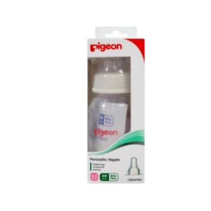 Pigeon ขวดนม PP ขนาด 120 มล. พร้อมจุกนมเสมือนนมมารดา รุ่นมินิ ขนาด S สำหรับเด็กแรกเกิด – 3 เดือน ผลิตจาก PP ปลอดสาร BPA/BPS ซิลิโคนหนานุ่มพิเศษ ระบบ AVS ลดท้องอืด ปลอดภัยต่อทารก
