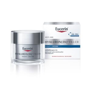 Eucerin HYALURON [3X]+ Filler Night Cream 50ml ครีมกลางคืนลดเลือนริ้วรอยทั้งริ้วรอยตื้นและลึก พร้อมยกกระชับผิวเรียบเนียน กระชับ ด้วยเทคโนโลยี High Density Hyaluron Filler