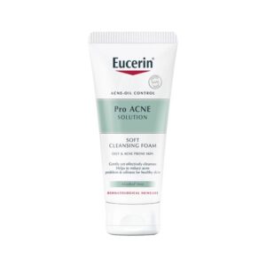 Eucerin Pro Acne Solution Soft Cleansing Foam 50g โฟมล้างหน้าสำหรับคนเป็นสิว ลดความมันส่วนเกิน ลดรอยสิว เหมาะสำหรับผิวบอบบางแพ้ง่าย ไม่มีแอลกอฮอล์ระคายเคือง ผิวขาวกระจ่างใส