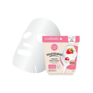 CATHY DOLL Whitening Yogurt Mask Sheet 25g มาสก์ชีทโยเกิร์ตบำรุงผิวกระจ่างใส ลดจุดด่างดำ ฟื้นบำรุงผิวให้เรียบเนียน สุขภาพดี ด้วยสารสกัด Kojic Acid, Licorice, Arbutin และ Probiotics