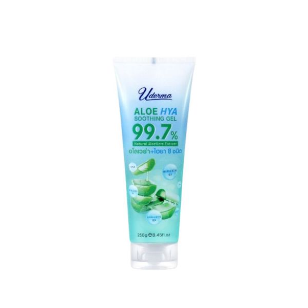 UDERMA Aloe Hya Soothing Gel 250g อโลเวร่าเจลผสานไฮยาลูรอน 8 ชนิด เติมน้ำและล็อคความชุ่มชื้น ปลอบประโลมผิว ลดการระคายเคือง ผิวเนียนนุ่ม อิ่มฟู สูตร 7-Free ปลอดภัยต่อทุกสภาพผิว