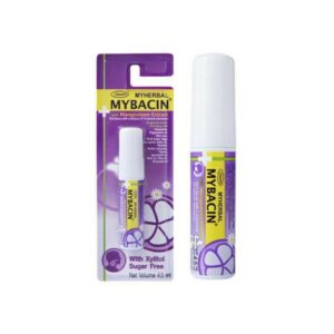 MYBACIN สเปรย์พ่นช่องปากและลำคอ 4.5 ml ลดกลิ่นปากและแบคทีเรีย ด้วยสารสกัดมังคุดและ Chamomile ให้ลมหายใจหอมสดชื่น ปราศจากน้ำตาล สดชื่นทุกครั้งที่พ่น