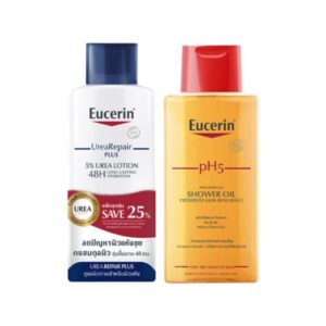 EUCERIN Urea Repair Plus 250ml + PH5 Shower Oil 200ml เซทบำรุงผิวกาย สำหรับผิวแห้งมาก ผิวลอกเป็นขุย ช่วยเติมความชุ่มชื้น ฟื้นบำรุงเกราะปกป้องผิว พร้อมสบู่อาบน้ำสูตรอ่อนโยน