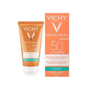 VICHY Capital Soleil Fluid SPF50 50ml กันแดดสำหรับผิวมันและผิวบอบบาง ปกป้อง UVA/UVB ด้วยสูตร Broad Spectrum และ Mineral Filter ช่วยให้ผิวปลอดภัยจากแสงแดดตลอดวัน