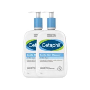 Cetaphil Gentle Skin Cleanser แพ็คคู่ 1000ml x2 คลีนเซอร์เจลเข้มข้น สำหรับผิวแห้ง ผิวธรรมดา และผิวบอบบางแพ้ง่าย ทำความสะอาดสิ่งสกปรกและเครื่องสำอางได้ล้ำลึก พร้อมบำรุงผิวให้นุ่มชุ่มชื้นด้วย Niacinamide, Panthenol และ Glycerin