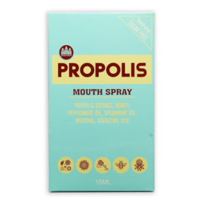 HOF Propolis Mouth Spray 15ml สเปรย์พ่นคอโพรโพลิซ ผสาน Coenzyme Q10 และสมุนไพรธรรมชาติ ลดกลิ่นปาก บรรเทาอาการเจ็บคอและคออักเสบ ใช้ง่าย พกพาสะดวก ไม่ระคายเคืองช่องปาก