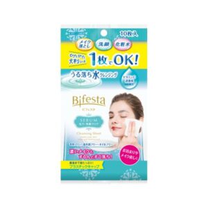 Bifesta Cleansing Sheet Sebum 10 แผ่น แผ่นเช็ดเครื่องสำอางและทำความสะอาดผิว สูตรน้ำ สำหรับผิวมัน-ผิวผสม อ่อนโยน อุดม Hyaluronate และ Amino Acid ปราศจากน้ำหอม สี และพาราเบน
