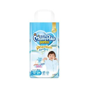 MAMY POKO Pants Premium Extra Dry Boy Size XXXL แพ็ค 24 ชิ้น กางเกงผ้าอ้อมเด็กชายพรีเมี่ยม ซึมซับสูงสุด 12 ชั่วโมง ขอบเอวระบายอากาศ ขอบขา Perfect Lock นุ่ม สบายผิว ไม่ระคายเคือง