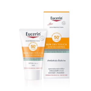 Eucerin Sun Dry Touch Oil Control SPF50+ 20ml ครีมกันแดดหน้า ผิวมันเป็นสิวง่าย คุมมัน 8 ชั่วโมง ลดสิวอุดตัน ปกป้อง UVA/UVB/HEV ลดฝ้าแดดและจุดด่างดำ เหมาะสำหรับผิวบอบบางแพ้ง่าย