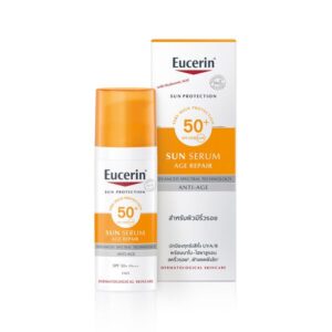 Eucerin Sun Age Repair Serum SPF 50+ PA+++ 50ml ซีรั่มกันแดดเนื้อบางเบา ลดเลือนริ้วรอย จุดด่างดำ ฝ้าแดดฝังลึก พร้อมนาโน-ไฮยาลูรอน ซึมลึกไม่อุดตัน เหมาะกับผิวบอบบางแพ้ง่าย