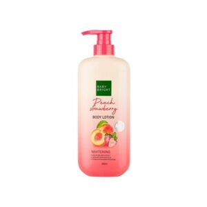BABY BRIGHT Peach Strawberry Body Lotion 450ml โลชั่นบำรุงผิวอ่อนโยนสำหรับผิวบอบบาง ช่วยบำรุงล้ำลึก ให้ผิวกระจ่างใส อมชมพู เสริมคอลลาเจน และลดเลือนจุดด่างดำ