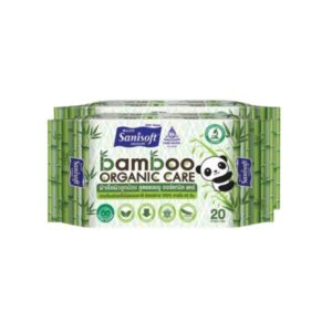 Sanisoft Bamboo Organic Care Set ผ้าทำความสะอาด สูตรออแกนิค แคร์ 20 แผ่น x2 อ่อนโยนต่อผิวลูกน้อย ปราศจากน้ำหอมและแอลกอฮอล์ แผ่นหนานุ่ม ย่อยสลาย 100% เป็นมิตรต่อสิ่งแวดล้อม