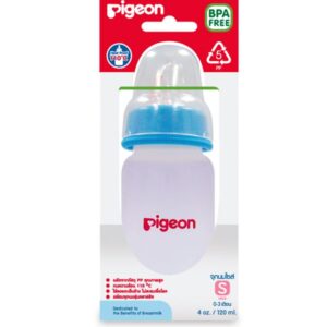 Pigeon ขวดนม PP ขนาด 120 มล. พร้อมจุกนมคลาสสิค ขนาด S สำหรับทารก 0-3 เดือน ผลิตจาก PP คุณภาพสูง ปลอดสาร BPA/BPS ทนความร้อนได้ถึง 110 °C จุกนมซิลิโคน ออกแบบตามสรีระศาสตร์ ลดปัญหาท้องอืด