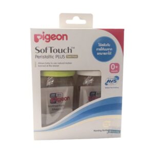 Pigeon SoftTouch Peristaltic Plus ขวดนม 160ml พร้อมจุกนมเสมือนมารดา เลียนแบบการดูดนมธรรมชาติของทารก ช่วยให้ดูดนมได้เหมือนการดูดนมจากอกมารดา ปลอดภัยและง่ายต่อการทำความสะอาด