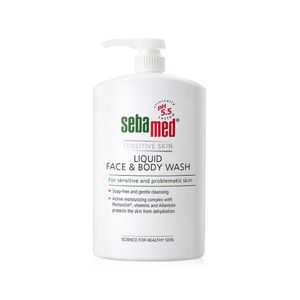 Sebamed Liquid Face & Body Wash 1000ml เจลอาบน้ำและล้างหน้าสูตรอ่อนโยน pH 5.5 ช่วยทำความสะอาดผิวหน้าและกายโดยไม่ทำให้แห้ง เหมาะสำหรับผิวบอบบางและแพ้ง่าย พร้อมสารให้ความชุ่มชื้นและปลอบประโลมผิว