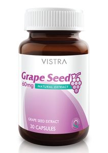 Vistra Grape Seed 60 mg 30 แคปซูล สารสกัดจากเมล็ดองุ่นเข้มข้น พร้อม OPC ต้านอนุมูลอิสระ ช่วยบำรุงผิว ลดเลือนจุดด่างดำ และสนับสนุนระบบหลอดเลือดให้แข็งแรง เหมาะสำหรับดูแลสุขภาพโดยรวมทุกวัน